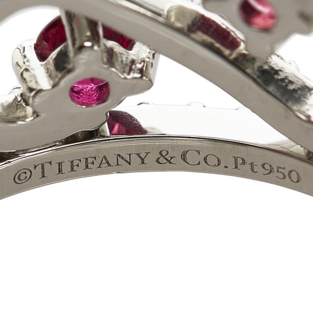 Tiffany & Co.(ティファニー)の美品 ティファニー エンチャント スクロール ダイヤモンド ルビー リング 指輪 Pt950 プラチナ レディース TIFFANY&Co. 【221-77676】 レディースのアクセサリー(リング(指輪))の商品写真
