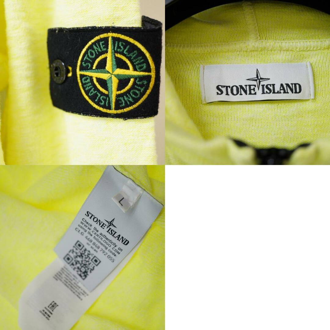 美品 ストーンアイランド ジップアップ パーカー フーディ イエロー サイズL 黄 0017STONE ISLAND メンズ