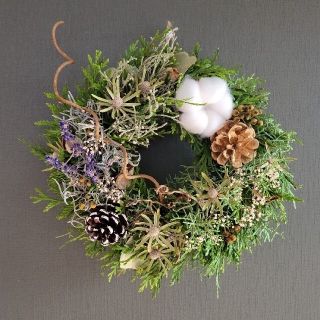 Autumn Winter wreath  クリスマスリース　コットンフラワー(ドライフラワー)