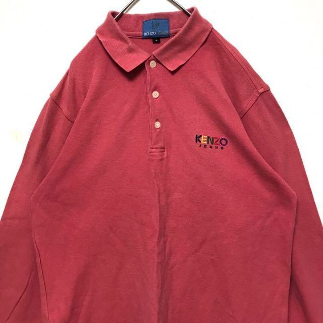 90s ケンゾーKENZOワンポイントロゴ刺繍 長袖ポロシャツ 2