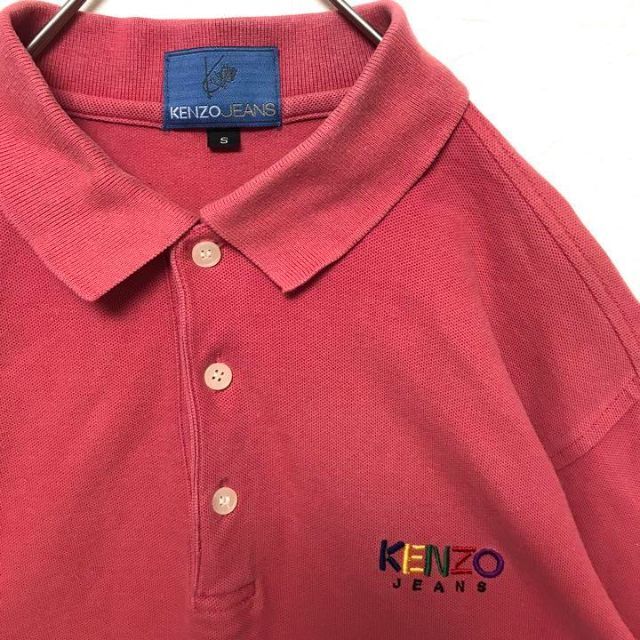 90s ケンゾーKENZOワンポイントロゴ刺繍 長袖ポロシャツ 6