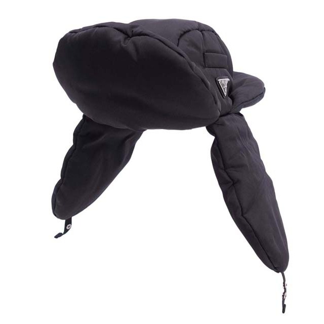 PRADA(プラダ)の極美品 プラダ PRADA ハット キャップ イヤーフラップ付 トライアングルロゴ ナイロン 帽子 レディース S ブラック レディースの帽子(その他)の商品写真