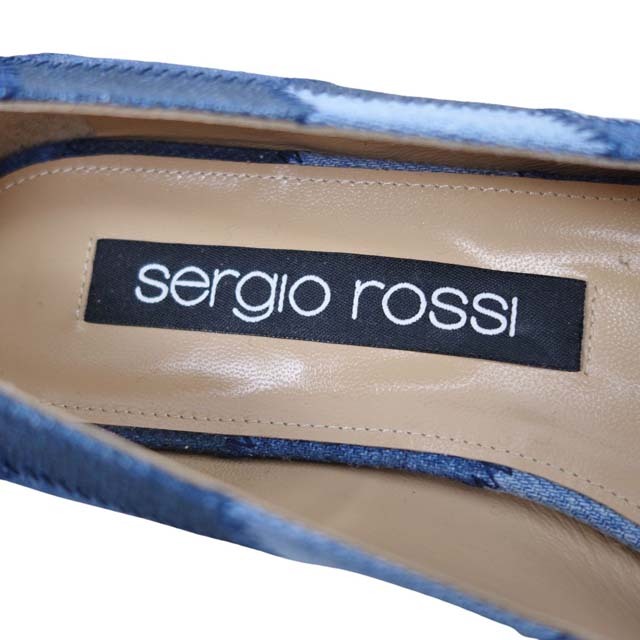 Sergio Rossi(セルジオロッシ)の未使用 セルジオロッシ SERGIO ROSSI パンプス SR1 パッチワーク デニム シューズ レディース 38 インディゴブルー レディースの靴/シューズ(ハイヒール/パンプス)の商品写真