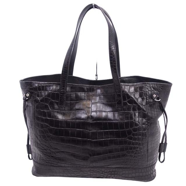 極美品 クロコダイル CROCODILE バッグ トートバッグ マットクロコ ワニ革 カバン 鞄 メンズ レディース ブラック | フリマアプリ ラクマ