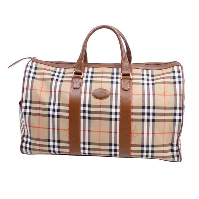 BURBERRY(バーバリー)のVintage バーバリー Burberrys バッグ ボストン ホースフェリー チェック トラベルバッグ 旅行かばん カバン 鞄 ブラウン メンズのバッグ(ボストンバッグ)の商品写真