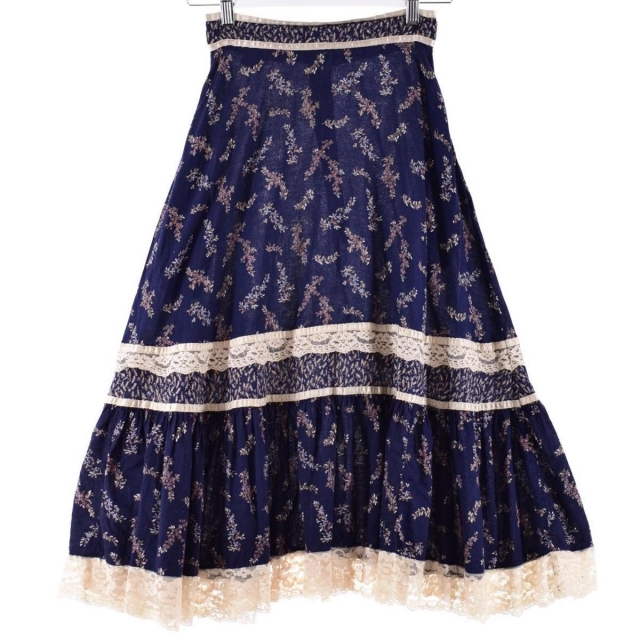 古着 70年代 ガンネサックス GUNNE SAX GUNNIES ガニーズ 花柄 レース