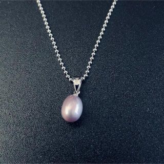 タサキ(TASAKI)のタサキ　ネックレス　一粒パール　ピンク　シルバーチェーン　S刻印　ブランド刻印(ネックレス)