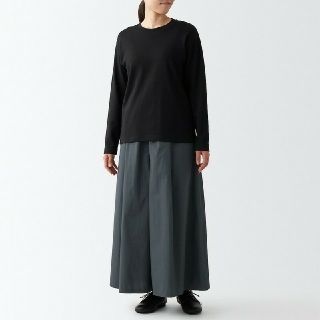 ムジルシリョウヒン(MUJI (無印良品))の■新品■  無印良品 高密度織りフレアーパンツ／ダークグレー／ONESIZE(カジュアルパンツ)