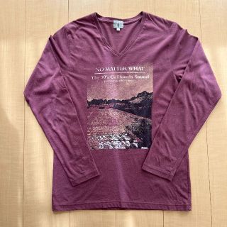 ティーケー(TK)の【TK】パープルのロンT　デザインプリント　Vネック　サイズ２(Tシャツ/カットソー(七分/長袖))