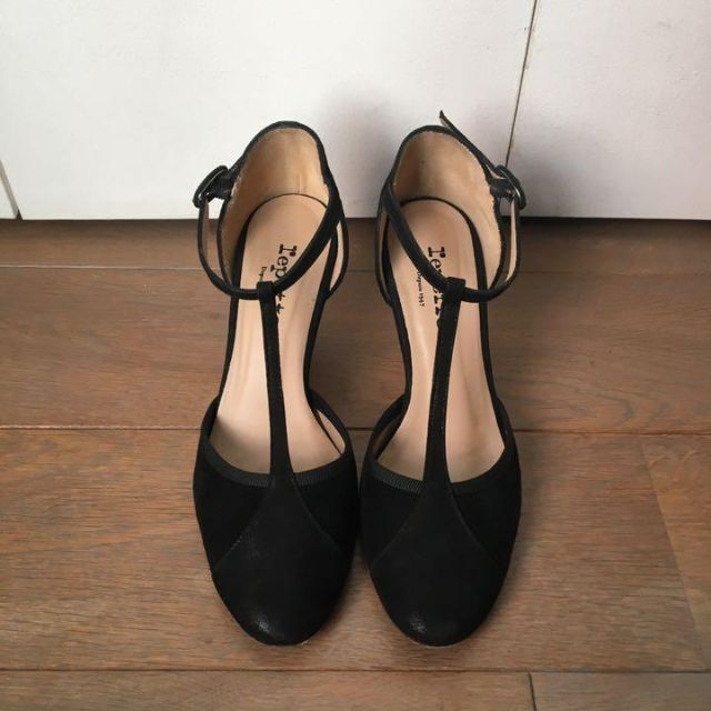 repetto ヒールパンプス Tストラップ レペット 黒