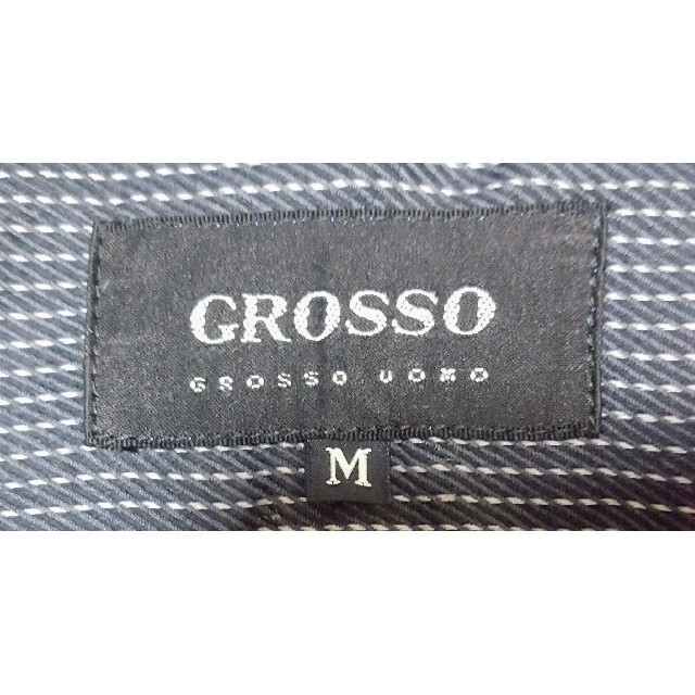 GROSSO グロッソ シャツ 長袖 ネイビー ドット コットン M 日本製！ メンズのトップス(シャツ)の商品写真