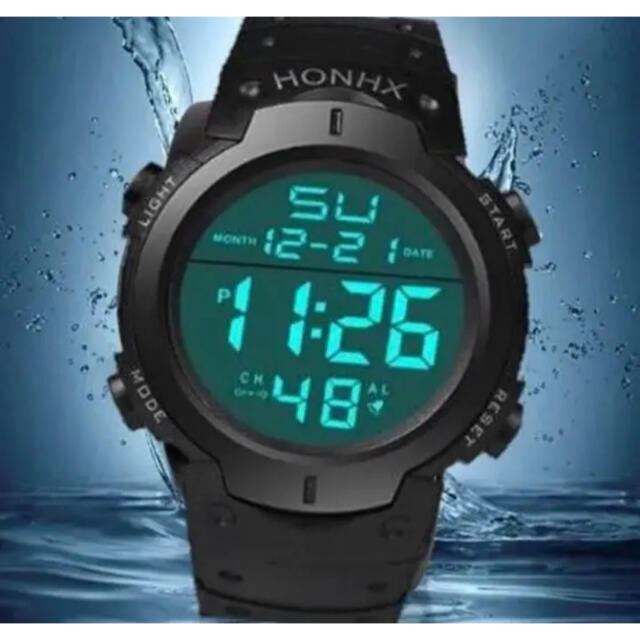 デジタルウォッチ 腕時計 ブラック ユニセックス 防水 アウトドア 送料無料