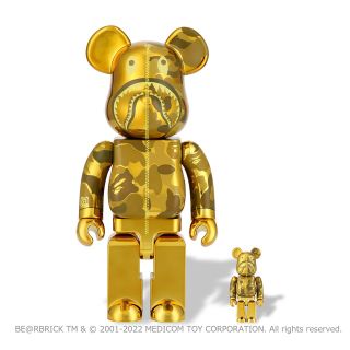 メディコムトイ(MEDICOM TOY)のBE@RBRICK BAPE CAMO SHARK 100％ 400％ GOLD(その他)