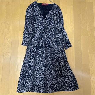 マックスマーラ(Max Mara)のmax mara studio レオパード　カシュクール　ワンピース　グレー系(ロングワンピース/マキシワンピース)