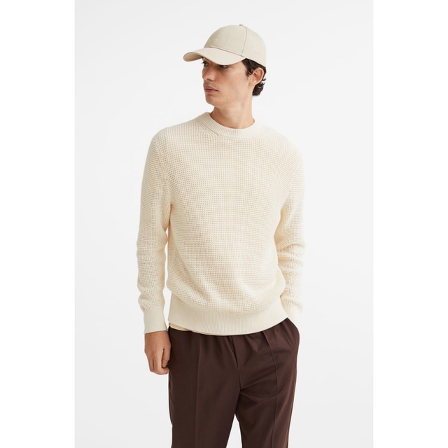 H&M - 【新品】H&M レギュラーフィット ワッフル ニットセーター の
