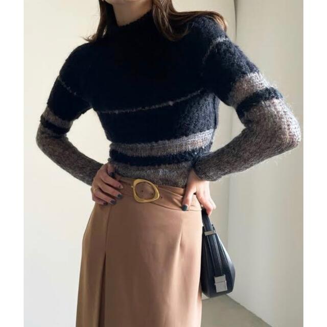 Ameri VINTAGE(アメリヴィンテージ)の【試着のみ】Ameri アメリ　BUMPY SHEER DOCKING KNIT レディースのトップス(ニット/セーター)の商品写真