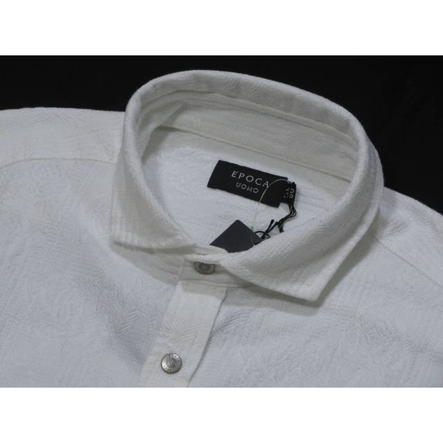 エポカウォモ　白の高級長袖デザインシャツ　LL 29,700円 50 厚手