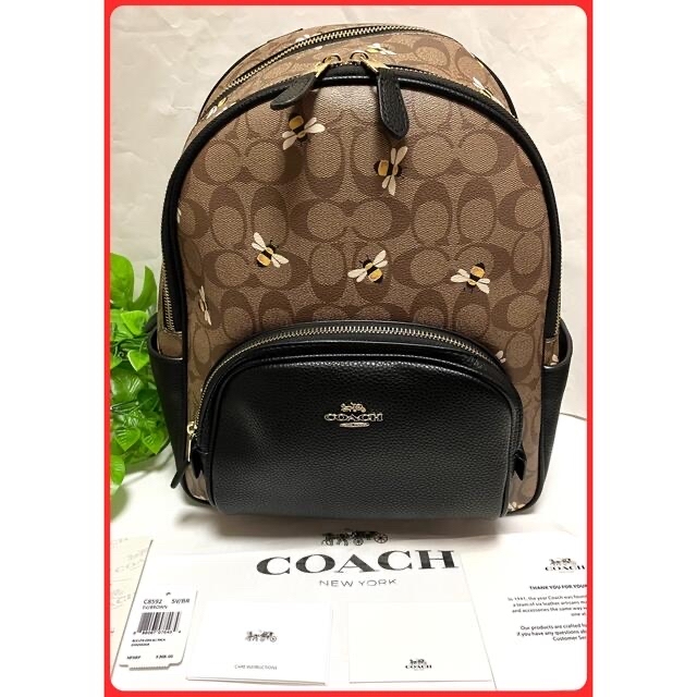 PVCレザー サイズコーチ アウトレット COACH バックパック シグネチャー カーキマルチ