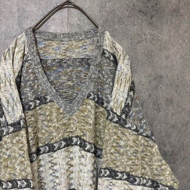 SALE/65%OFF】 90S vintage 総柄ニット セーター メンズ M 古着 個性 ...