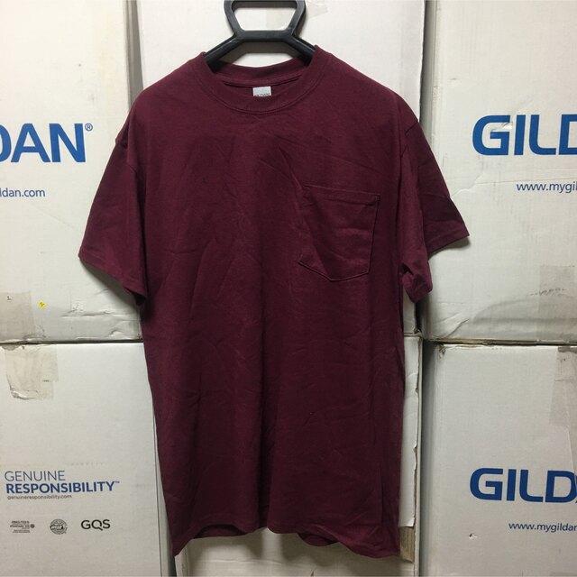 GILDAN(ギルタン)のGILDANギルダン☆半袖無地Tシャツ☆ポケット付き☆マルーン☆XLサイズ！ メンズのトップス(Tシャツ/カットソー(半袖/袖なし))の商品写真