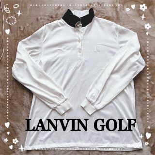 ランバン(LANVIN)のLANVIN GOLF ポロシャツ　長袖　綿100％ 日本製　ホワイト　Mサイズ(ポロシャツ)