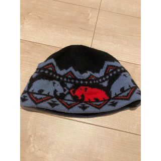 マムート(Mammut)のマムート　フリース　ビーニー　ニット　キャップ　帽子　マンモス　ロゴ　美品(ニット帽/ビーニー)