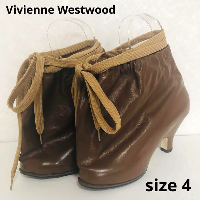 希少 新品 Vivienne Westwood 巾着 ブーツ パンプス ブラウンのサムネイル