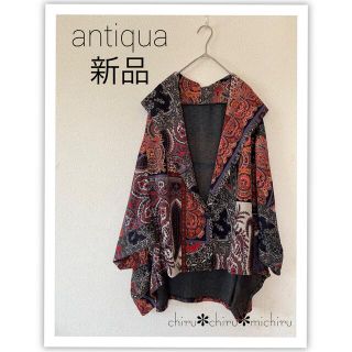 アンティカ(antiqua)の新品未使用 antiqua ペイズリー柄✽ドルマンスリーブカーディガン(カーディガン)