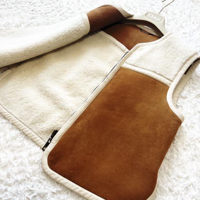 美品 CHLOE クロエ ムートン テディ シアリング ベスト コート ジレ