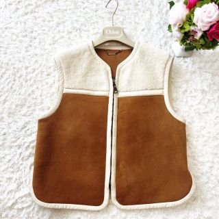 美品 CHLOE クロエ ムートン テディ シアリング ベスト コート ジレ