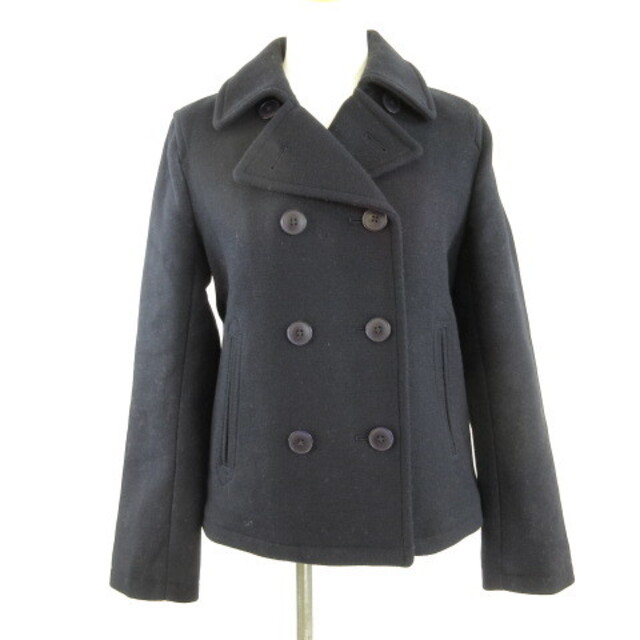 MUJI (無印良品)(ムジルシリョウヒン)の無印良品 良品計画 Pコート 長袖 紺 S *T666 レディースのジャケット/アウター(ピーコート)の商品写真