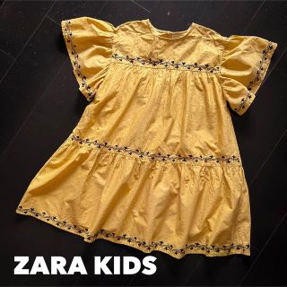 ザラキッズ(ZARA KIDS)のZARA KIDS【2回着用】140cm フリルスリーブワンピース(ワンピース)