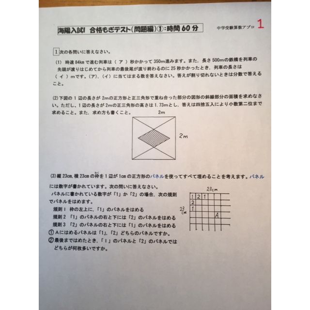 中学受験 海陽中等教育学校（入試I）2024年攻略プリント（合格への算数と理科）