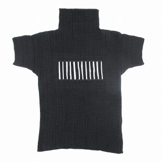 イッセイミヤケ(ISSEY MIYAKE)の美品 99AW イッセイミヤケ プリーツ 加工 Tシャツ ハイネック ストライプ(シャツ/ブラウス(半袖/袖なし))