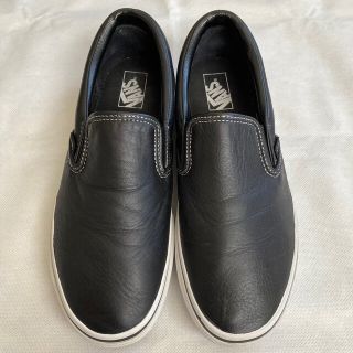 ヴァンズ(VANS)の28cm vans レザースリッポン 即完売希少モデル US10 ブラック 黒(スリッポン/モカシン)