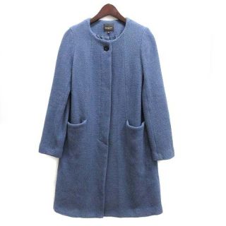Demi-Luxe BEAMS - デミルクス ビームス BEAMS ノーカラー コート ウール ブルー 38
