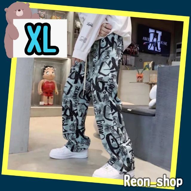 メンズ カジュアルパンツ アルファベット XL レッド