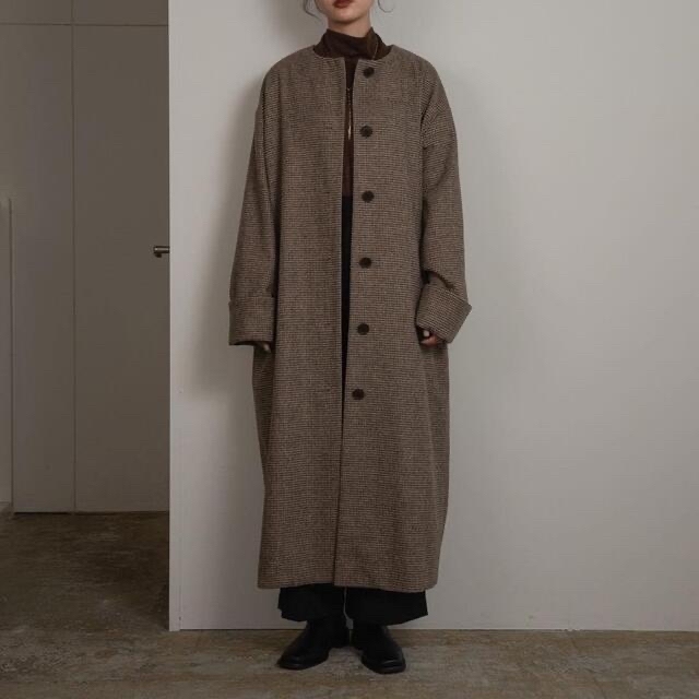 lawgy(ラウジー)のI_am_official corduroy collar check coat レディースのジャケット/アウター(ロングコート)の商品写真