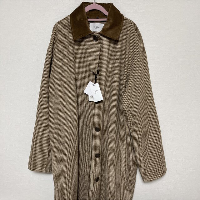 lawgy(ラウジー)のI_am_official corduroy collar check coat レディースのジャケット/アウター(ロングコート)の商品写真