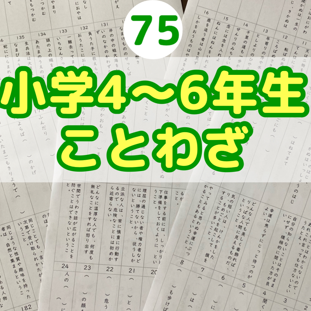 35.45.75小学３.4年生対義語　上下で対の意味になる熟語、ことわざプリント エンタメ/ホビーの本(語学/参考書)の商品写真