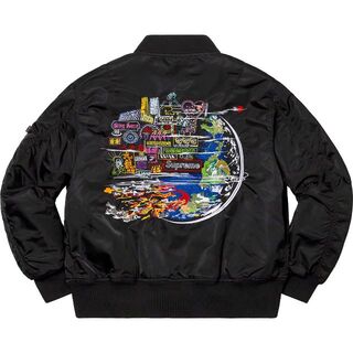 シュプリーム(Supreme)のMサイズ Supreme Globe MA-1 ブラック 黒(フライトジャケット)