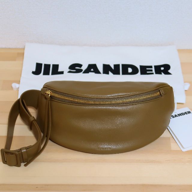 新品 JIL SANDER レザー ムーン ベルト バッグ ボディバッグ  茶