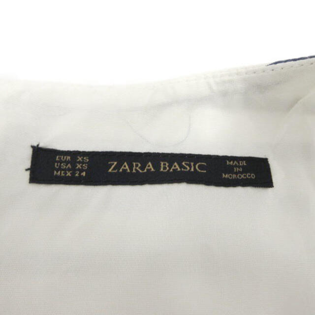 ZARA(ザラ)のZARA BASIC ワンピース ひざ丈 フレア ボーダー 紺 白 XS レディースのワンピース(ひざ丈ワンピース)の商品写真