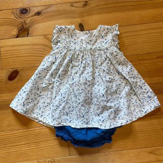 プチバトー(PETIT BATEAU)のなーちゃん様PETIT BATEAU プチバトーコットンプリントセットアップ　鳥(ワンピース)