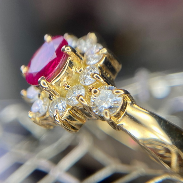 在庫あり/即出荷可】 ダイヤモンド×ルビー リング K18YG 1.33ct 0.71ct