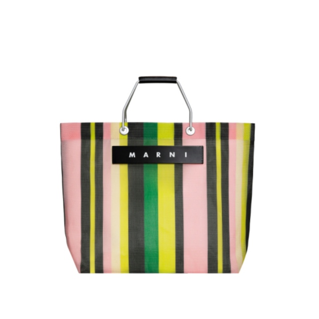 新品未使用 MARNI マルニフラワーカフェ グリーンストライプバッグ