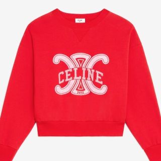 CELINE セリーヌ クロップド スウェットシャツ コットンフリース