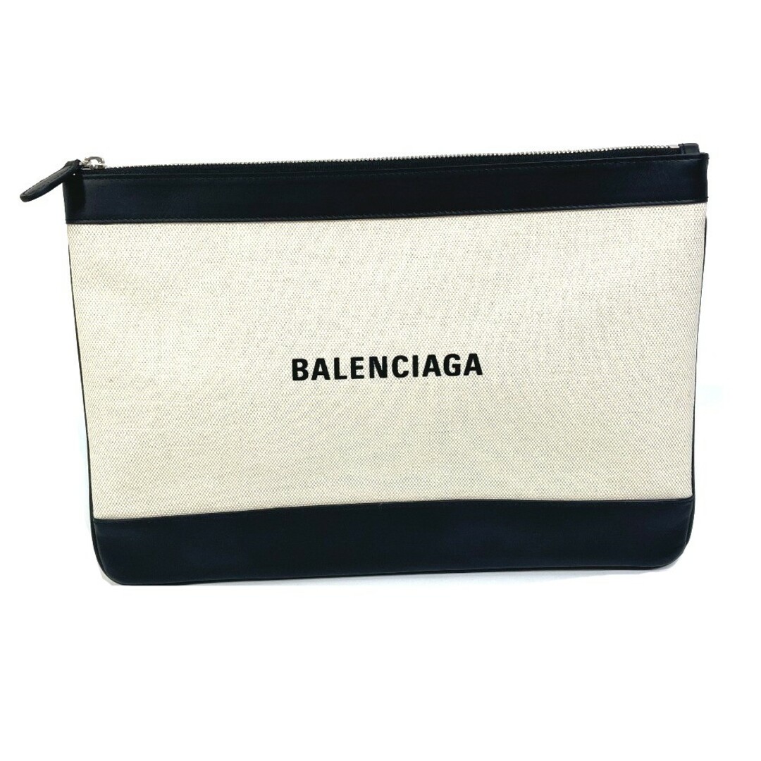 バレンシアガ BALENCIAGA ネイビークリップ M 420407 ロゴ  カバン ポーチ クラッチバッグ キャンバス アイボリーレディース