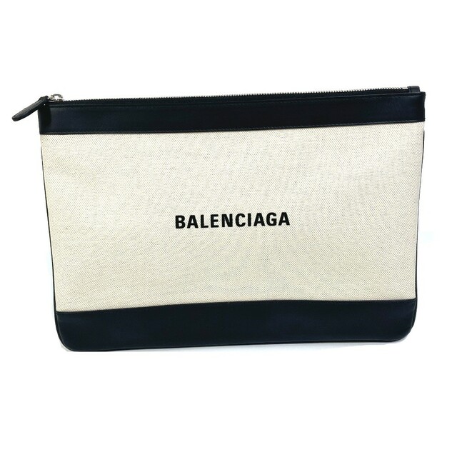 Balenciaga(バレンシアガ)のバレンシアガ BALENCIAGA ネイビークリップ M 420407 ロゴ  カバン ポーチ クラッチバッグ キャンバス アイボリー レディースのバッグ(クラッチバッグ)の商品写真