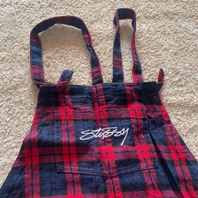 STUSSY(ステューシー)の値下げ中❗️stussy/赤チェック/ミニワンピ/オーバーオール/限定モデル レディースのワンピース(ミニワンピース)の商品写真